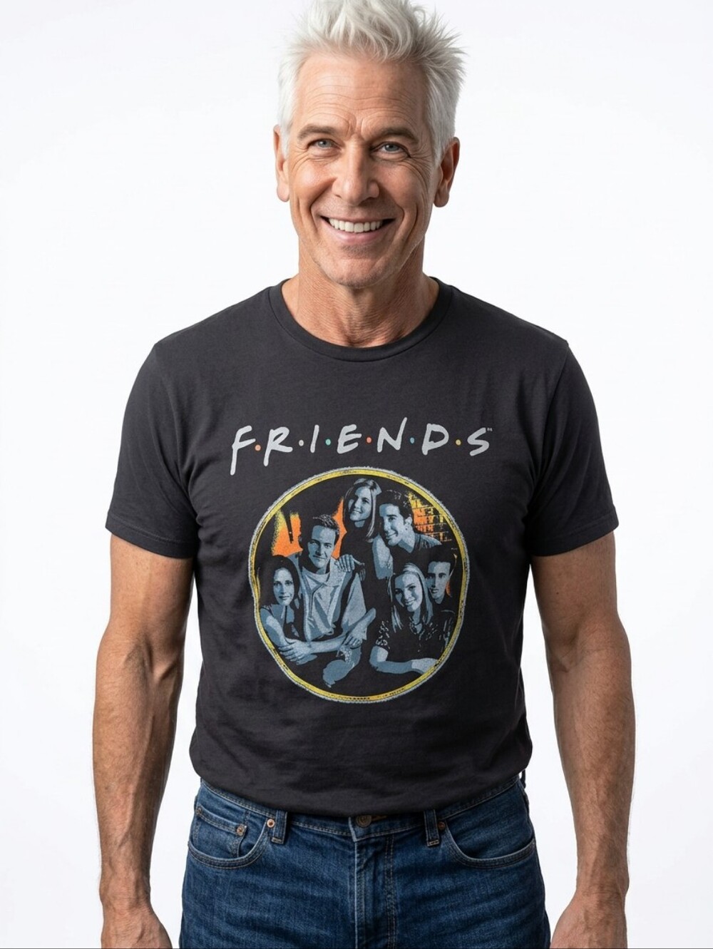Black 'Friends' Cast Circle Graphic Tee